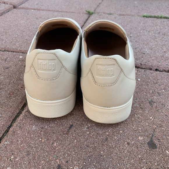 Fitflop Cream Leather Slip On Sneakers‎ Comfort Walking Shoes - Picture 4 of 7